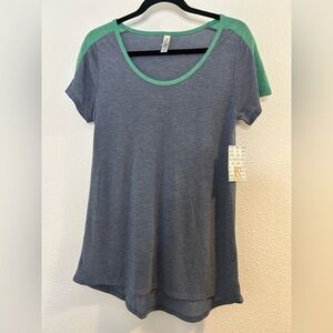 LuLaRoe Blue and Green Short Sleeve Tee Size XS